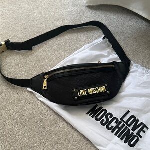 Love Moschino Black and Gold Belt Bag